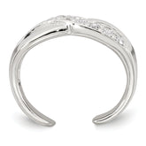 Sterling Silver Polished CZ Infinity Adjustable Toe Ring